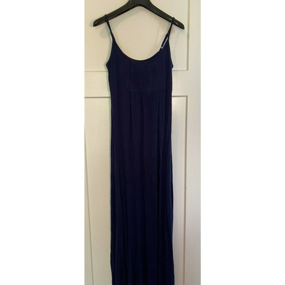 Calvin Klein Knit Blue Pintuck‎ Tank Maxi Dress Long Size 8 EUC spaghetti straps - Picture 1 of 6